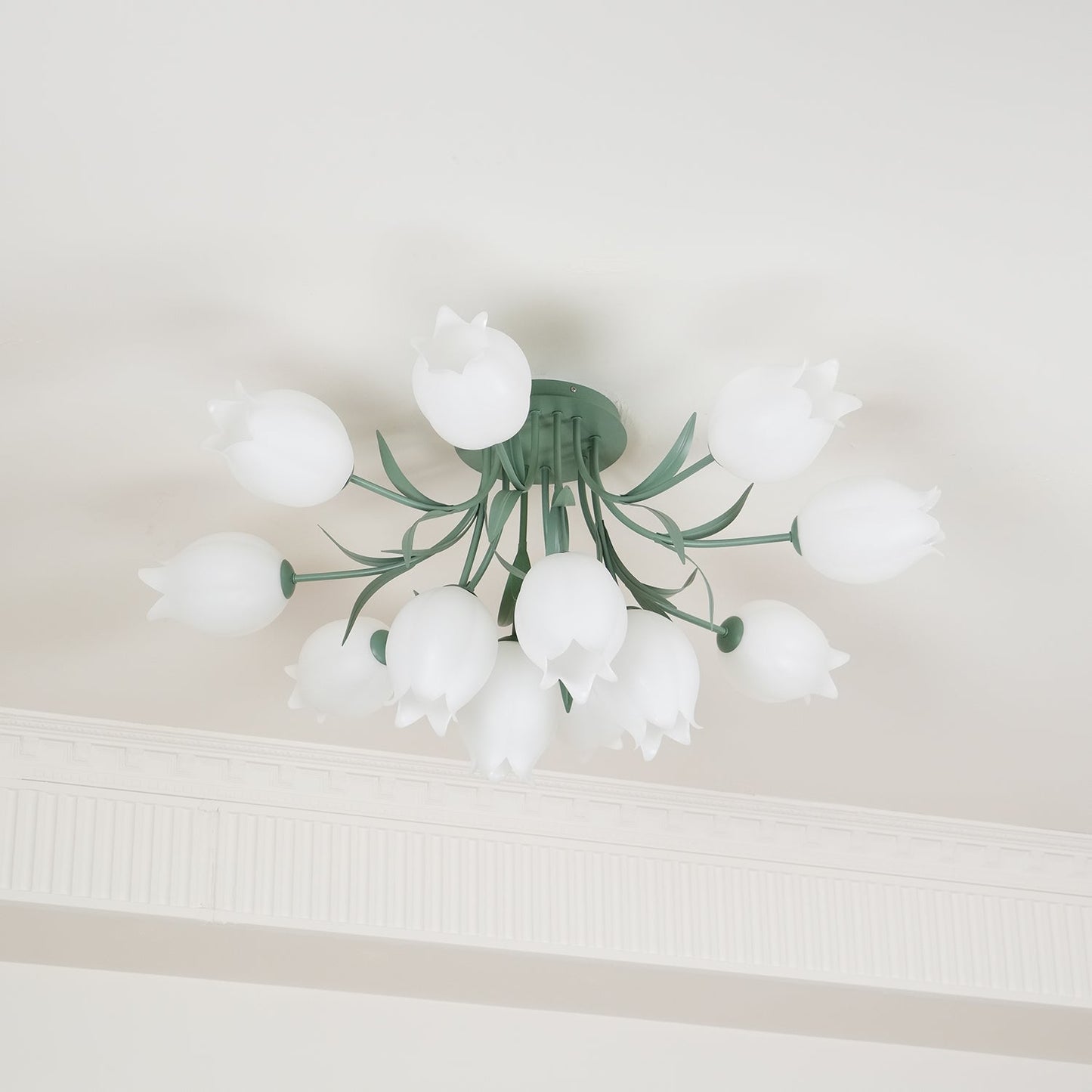 Ricko Ceiling Light | Metal & Acrylic | 3, 9, or 12 Heads | Green or White