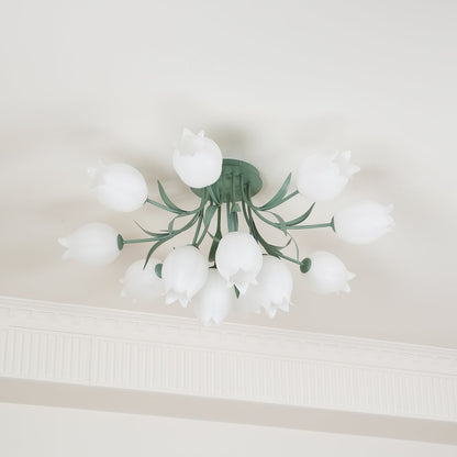 Ricko Ceiling Light | Metal & Acrylic | 3, 9, or 12 Heads | Green or White
