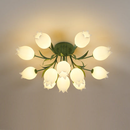 Ricko Ceiling Light | Metal & Acrylic | 3, 9, or 12 Heads | Green or White