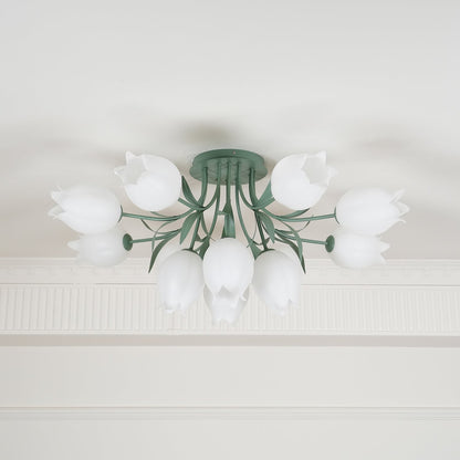 Ricko Ceiling Light | Metal & Acrylic | 3, 9, or 12 Heads | Green or White