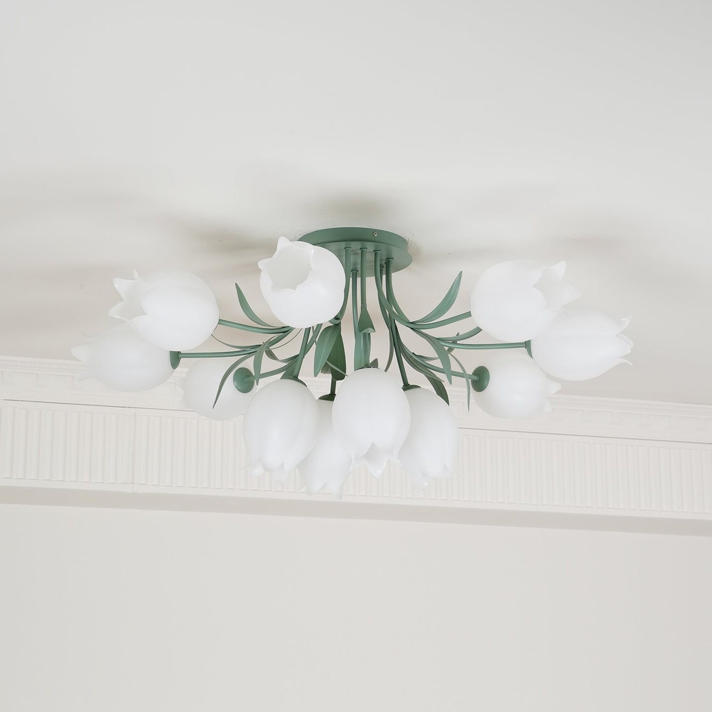 Ricko Ceiling Light | Metal & Acrylic | 3, 9, or 12 Heads | Green or White