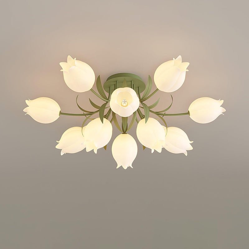 Ricko Ceiling Light | Metal & Acrylic | 3, 9, or 12 Heads | Green or White