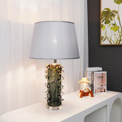 Rico Table Lamp | Handcrafted Blown Glass with Nickel Finish | Green and Grey