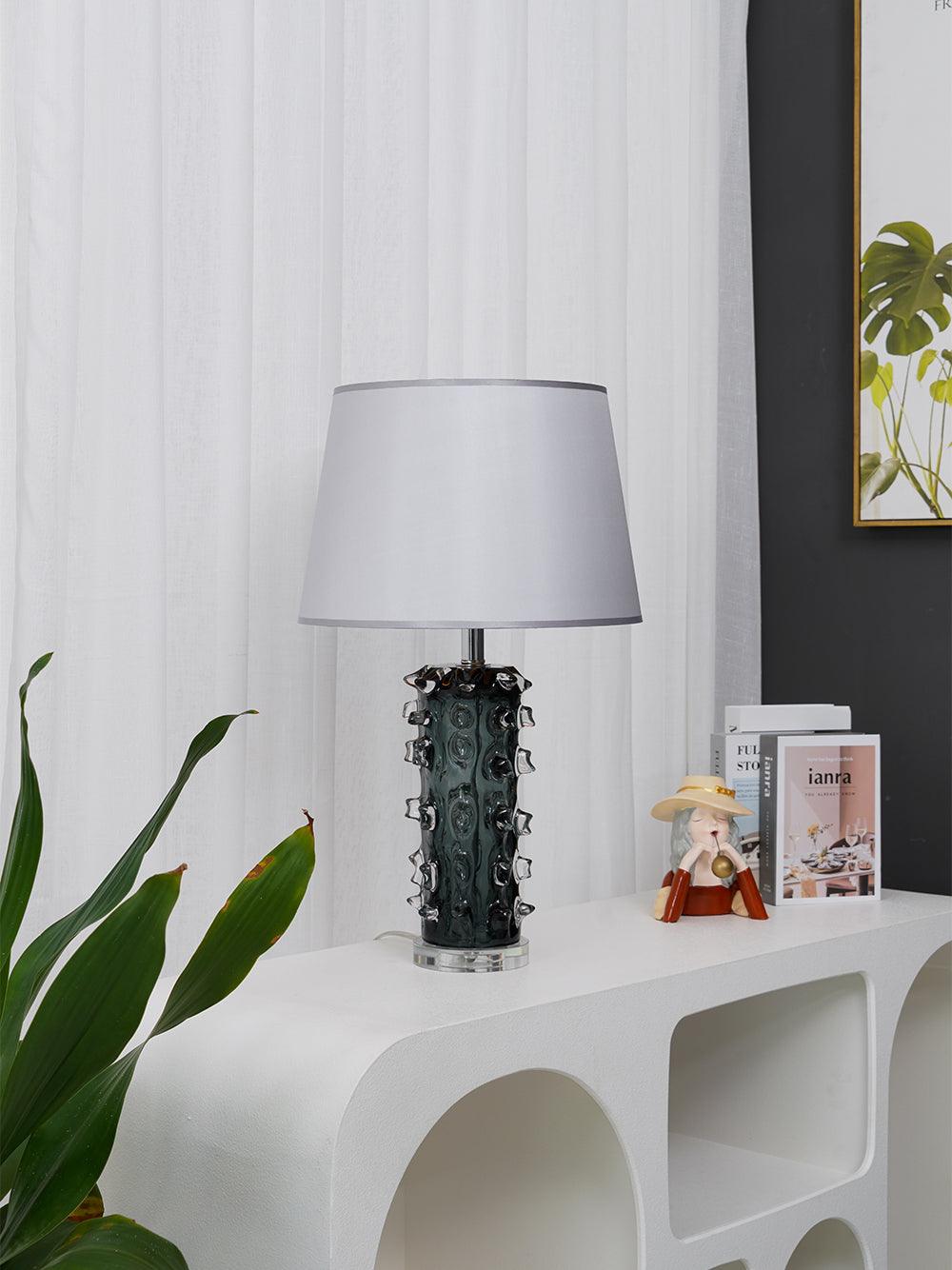 Rico Table Lamp | Handcrafted Blown Glass with Nickel Finish | Green and Grey