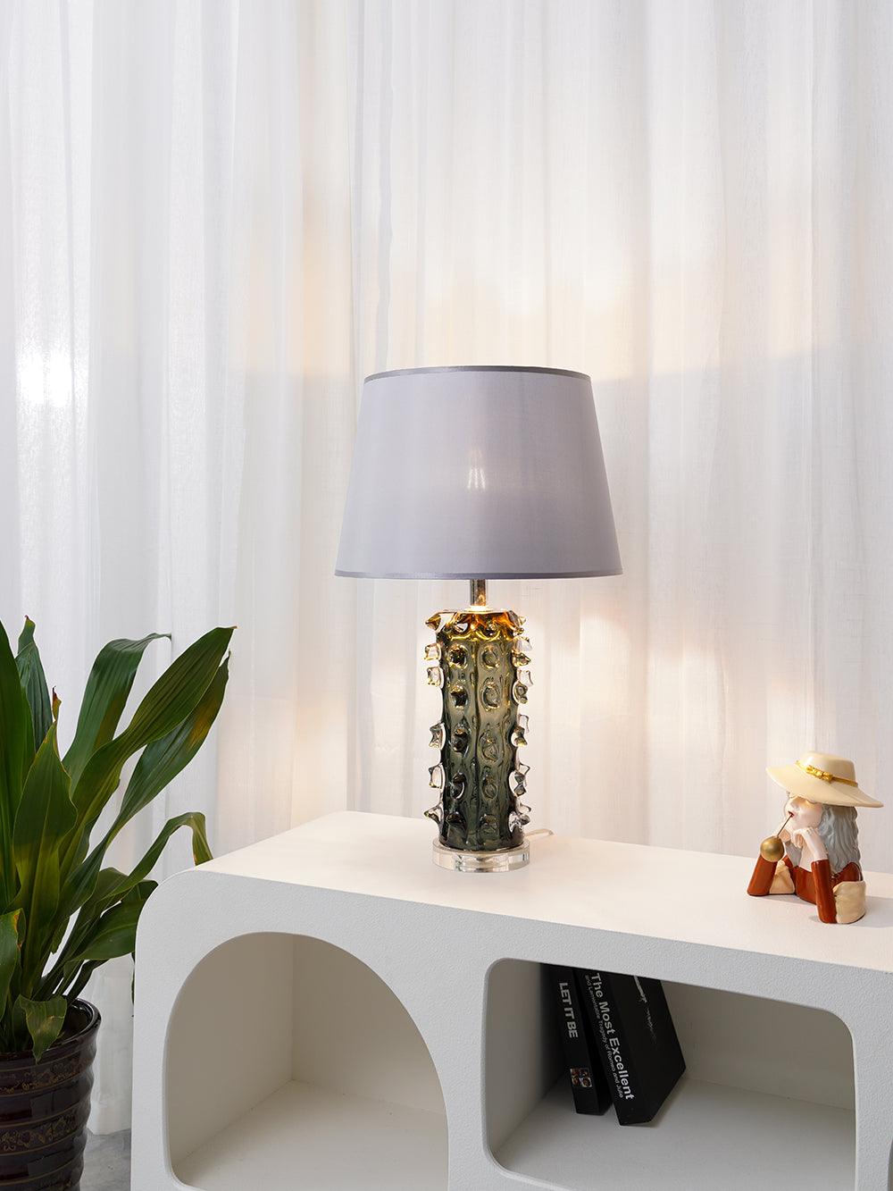 Rico Table Lamp | Handcrafted Blown Glass with Nickel Finish | Green and Grey