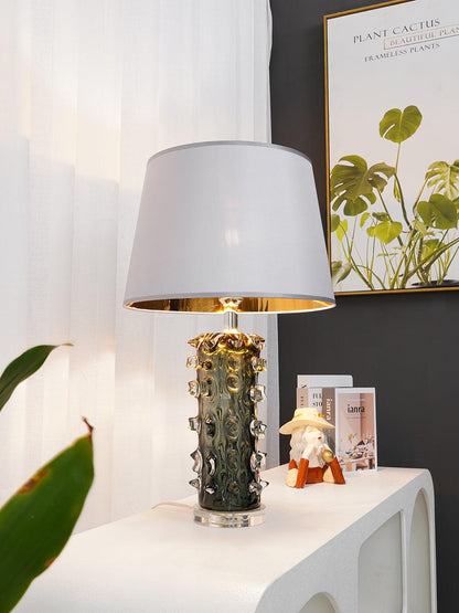 Rico Table Lamp | Handcrafted Blown Glass with Nickel Finish | Green and Grey