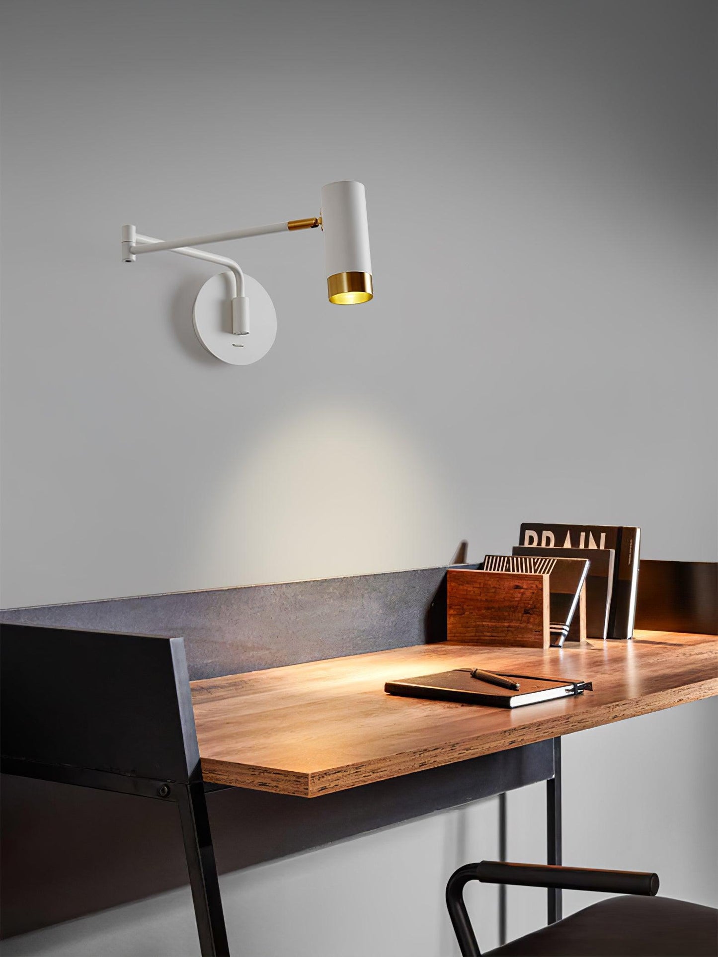 Ridge Arm Wall Lamp | Metal | Set of 2 | White & Gold