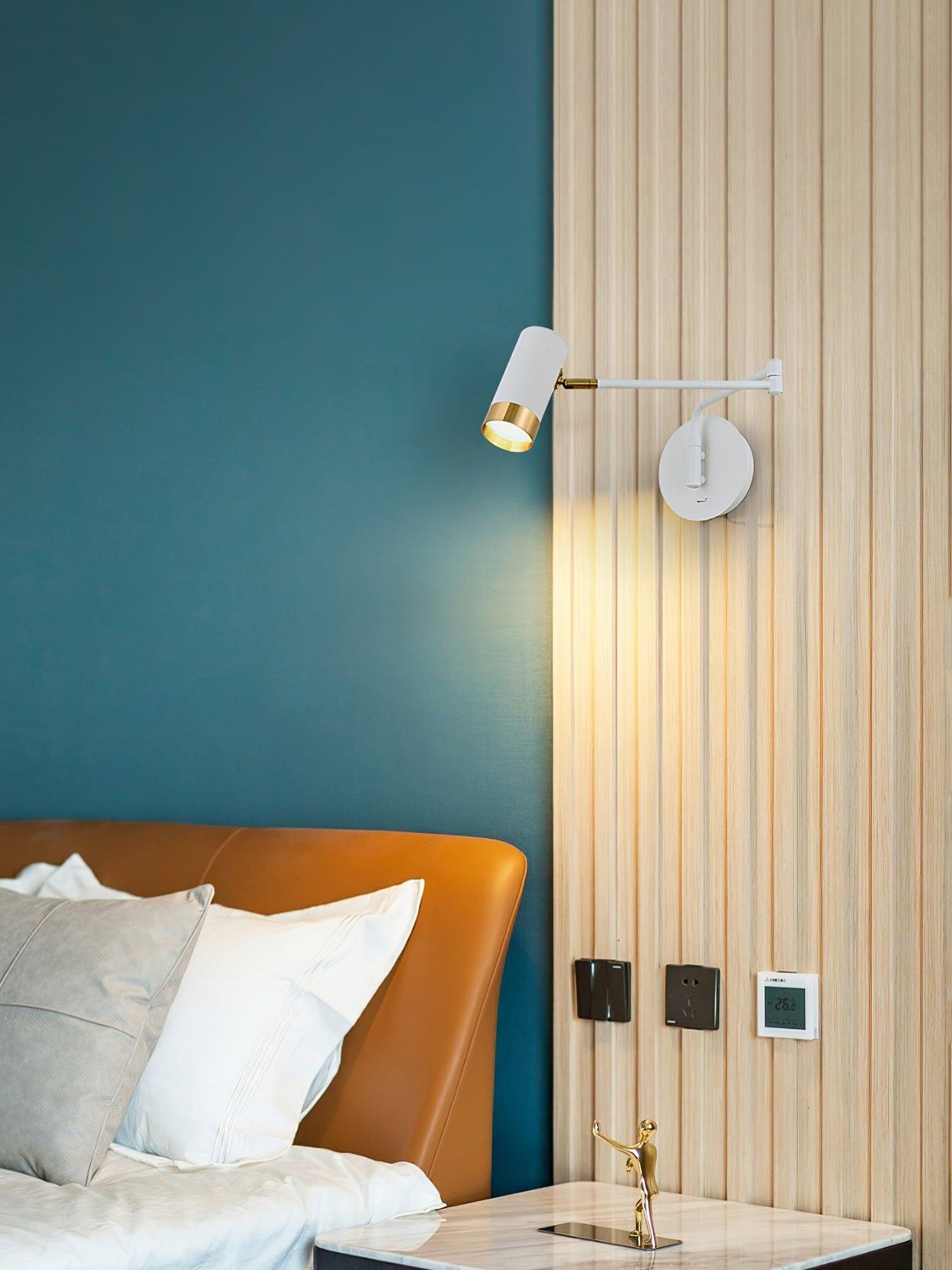 Ridge Arm Wall Lamp | Metal | Set of 2 | White & Gold