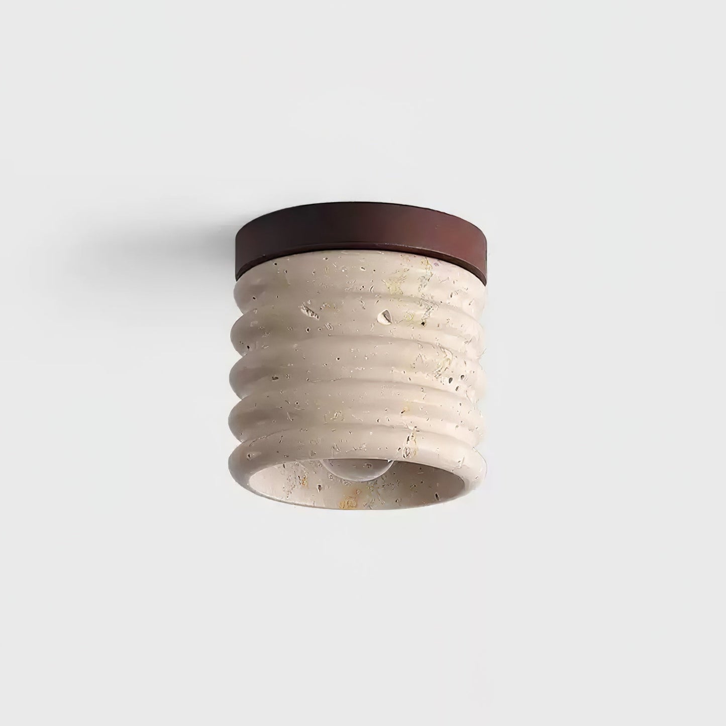 Ridge Artisan Ceiling Lamp | Yellow Travertine & Walnut Finish | 12cm Diameter