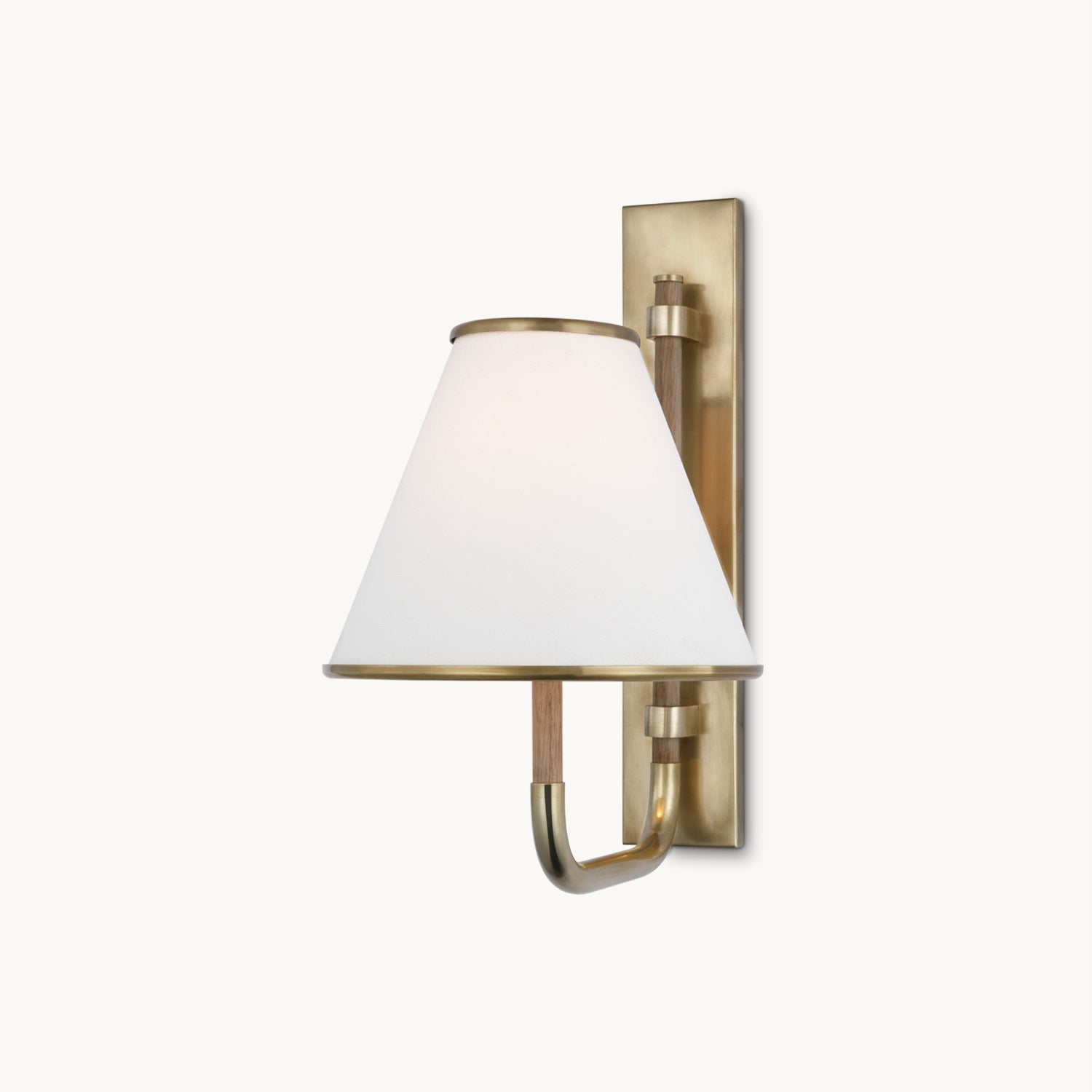 Rigby Wall Light | Distressed Brass & White Fabric | Indoor Use