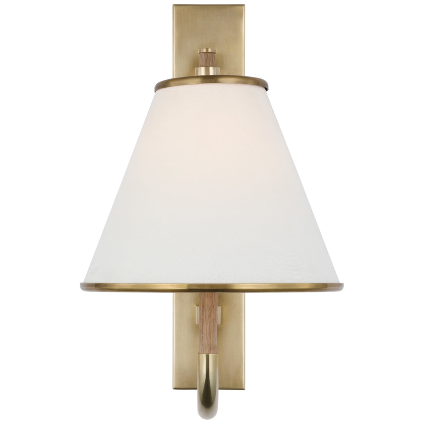 Rigby Wall Light | Distressed Brass & White Fabric | Indoor Use