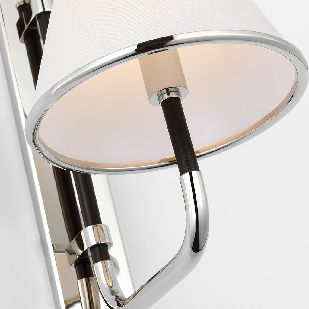 Rigby Wall Light | Distressed Brass & White Fabric | Indoor Use