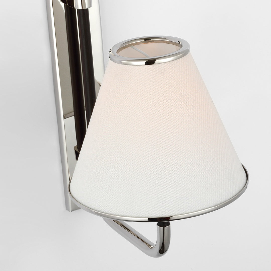 Rigby Wall Light | Distressed Brass & White Fabric | Indoor Use