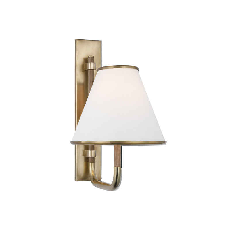 Rigby Wall Light | Distressed Brass & White Fabric | Indoor Use