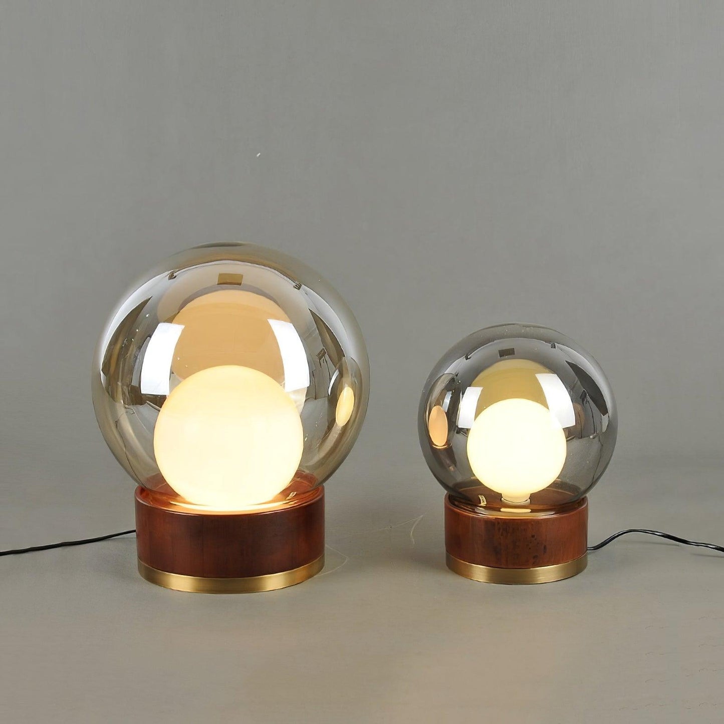 Rigel Table Lamp | Metal & Wood | Wine Red & Amber Shade