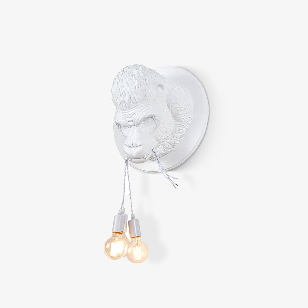 Gorilla Head Wall Sconce | Hyperrealistic Resin | Matte Grey or White