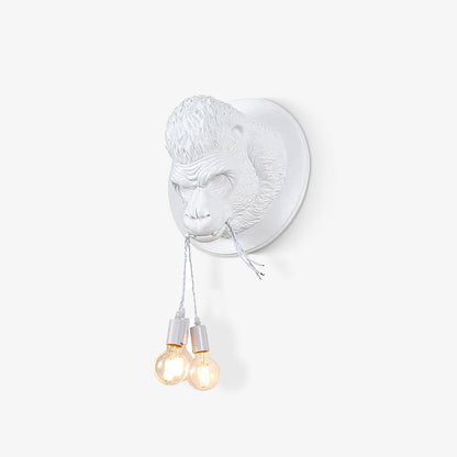Gorilla Head Wall Sconce | Hyperrealistic Resin | Matte Grey or White