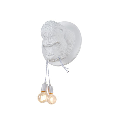 Gorilla Head Wall Sconce | Hyperrealistic Resin | Matte Grey or White