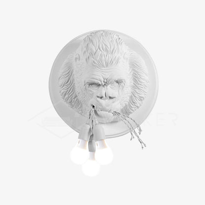 Gorilla Head Wall Sconce | Hyperrealistic Resin | Matte Grey or White