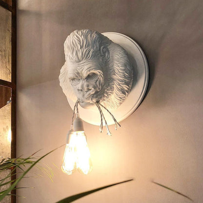 Gorilla Head Wall Sconce | Hyperrealistic Resin | Matte Grey or White