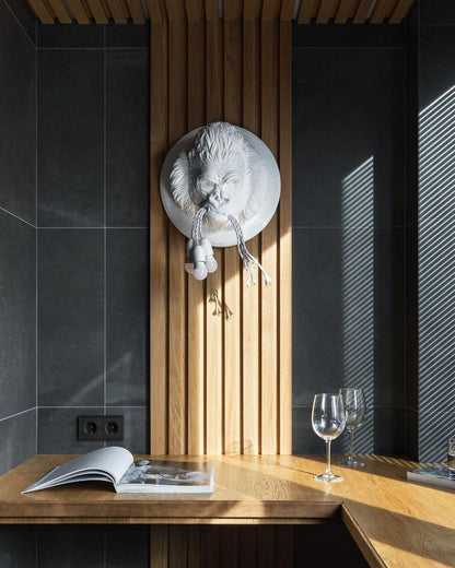 Gorilla Head Wall Sconce | Hyperrealistic Resin | Matte Grey or White