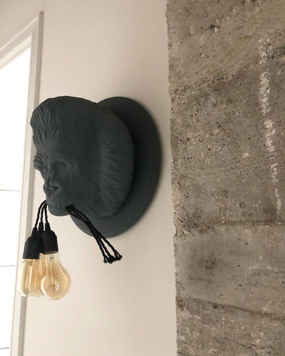 Gorilla Head Wall Sconce | Hyperrealistic Resin | Matte Grey or White