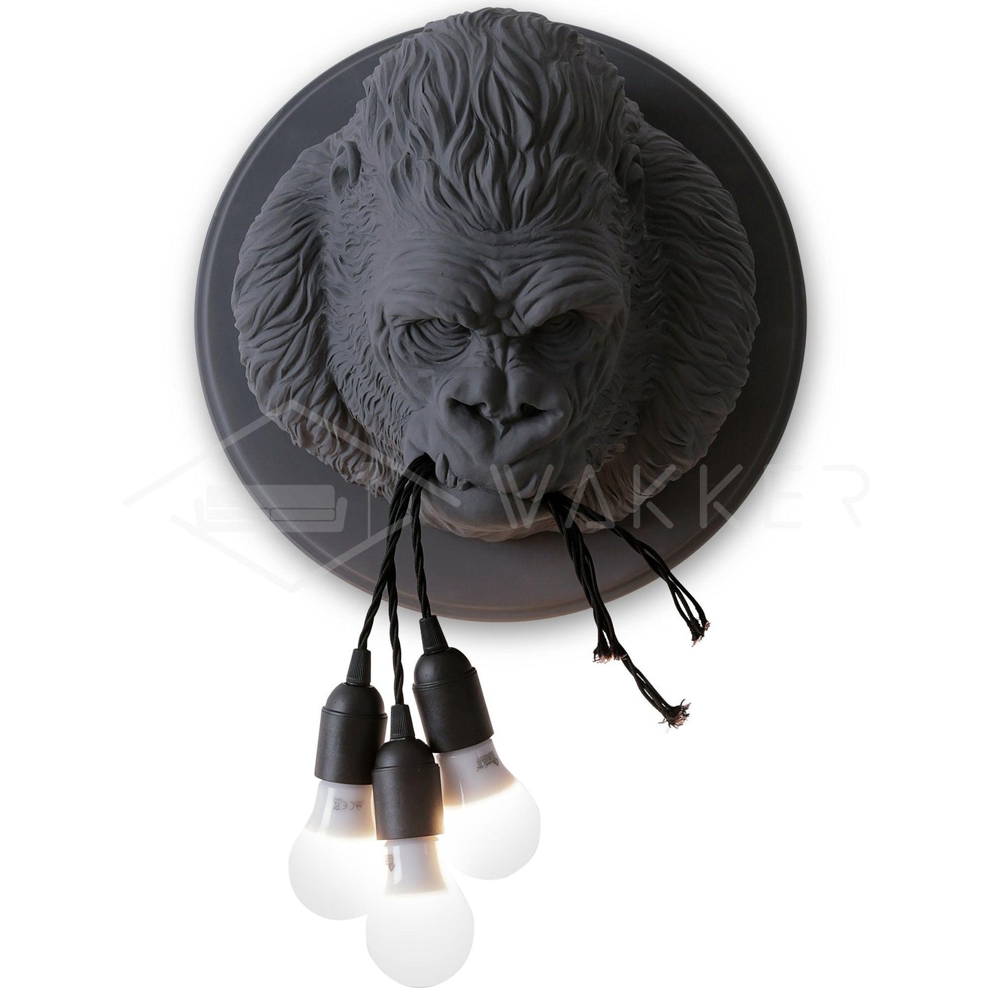 Gorilla Head Wall Sconce | Hyperrealistic Resin | Matte Grey or White