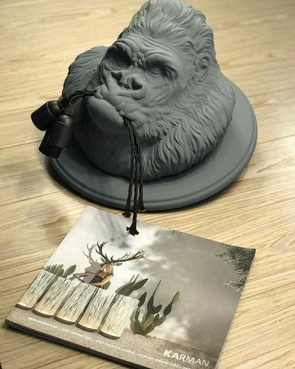 Gorilla Head Wall Sconce | Hyperrealistic Resin | Matte Grey or White
