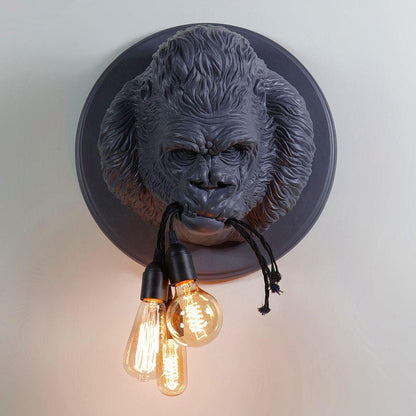 Gorilla Head Wall Sconce | Hyperrealistic Resin | Matte Grey or White