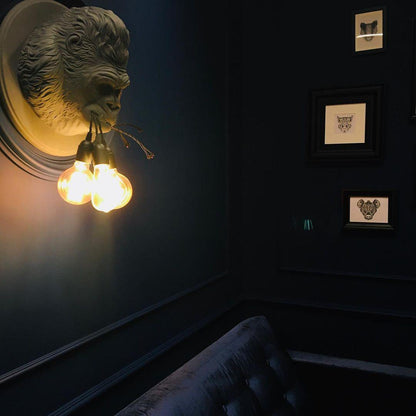 Gorilla Head Wall Sconce | Hyperrealistic Resin | Matte Grey or White