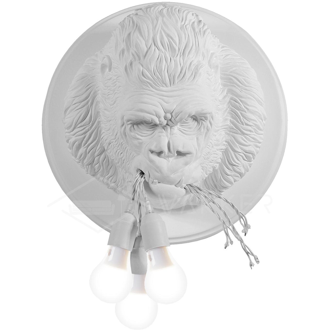 Gorilla Head Wall Sconce | Hyperrealistic Resin | Matte Grey or White
