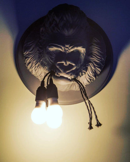 Gorilla Head Wall Sconce | Hyperrealistic Resin | Matte Grey or White