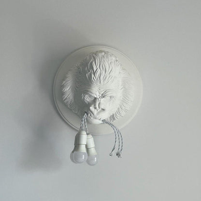 Gorilla Head Wall Sconce | Hyperrealistic Resin | Matte Grey or White
