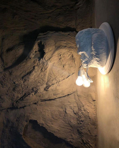 Gorilla Head Wall Sconce | Hyperrealistic Resin | Matte Grey or White