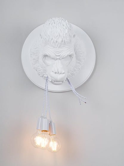 Gorilla Head Wall Sconce | Hyperrealistic Resin | Matte Grey or White