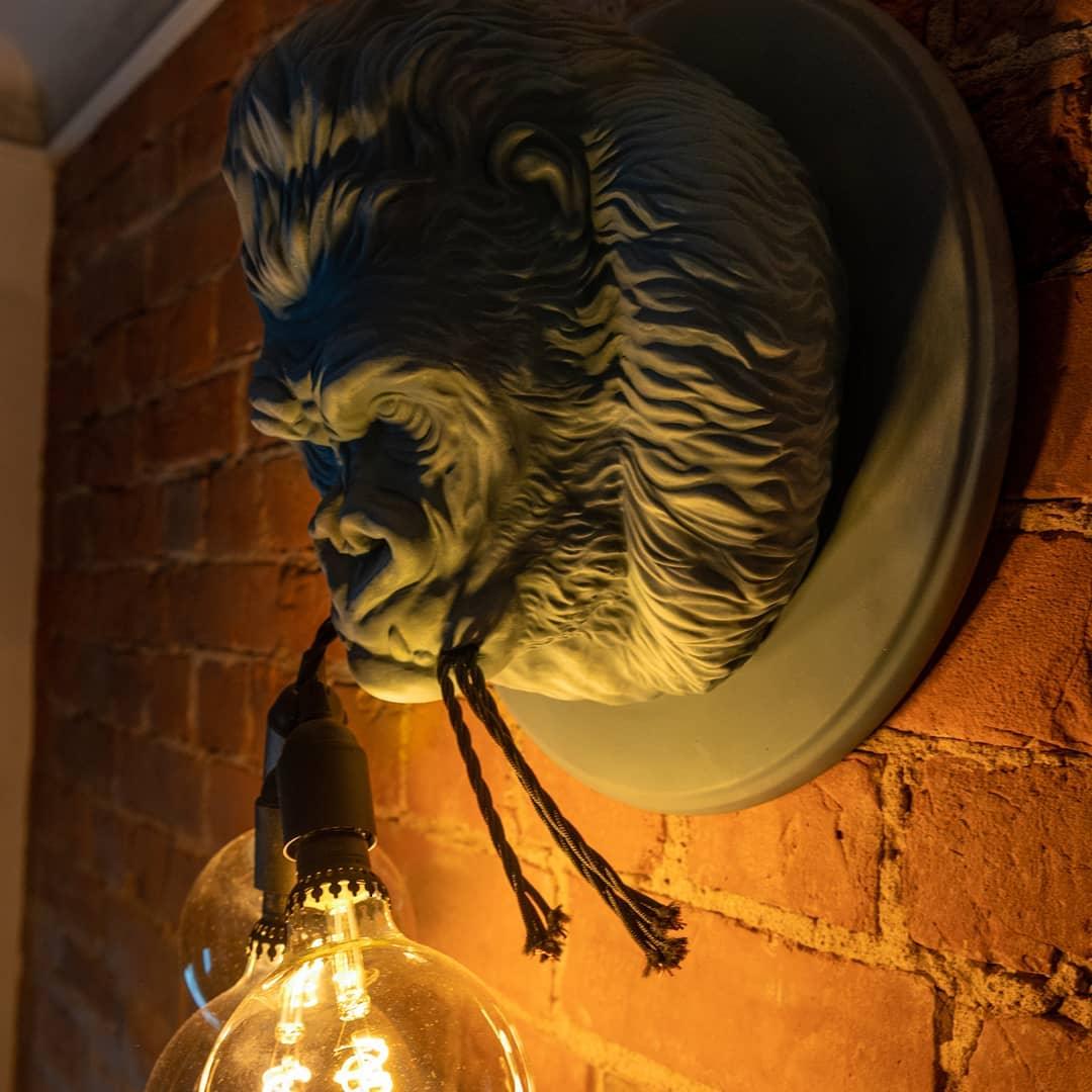 Gorilla Head Wall Sconce | Hyperrealistic Resin | Matte Grey or White