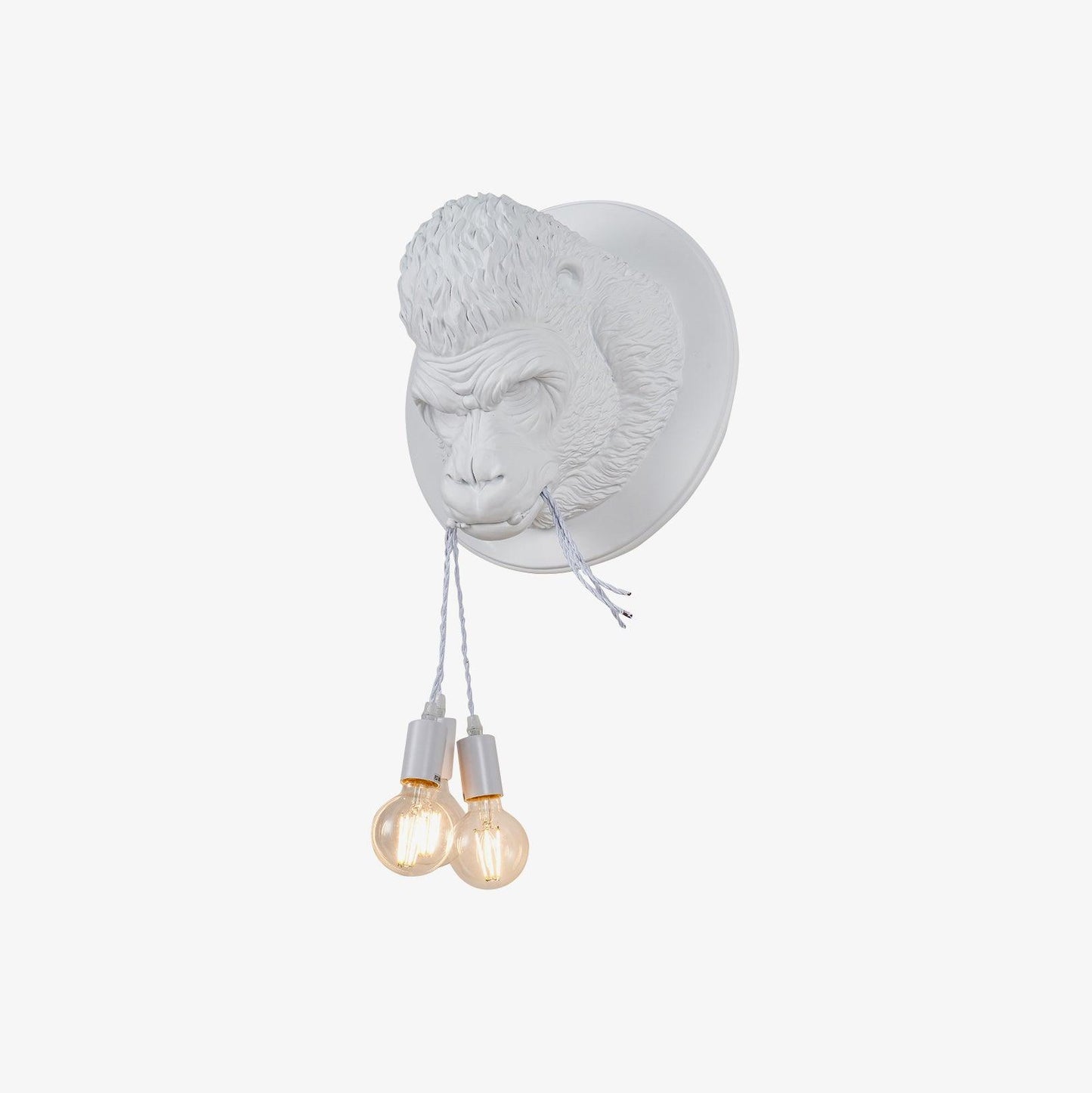 Gorilla Head Wall Sconce | Hyperrealistic Resin | Matte Grey or White