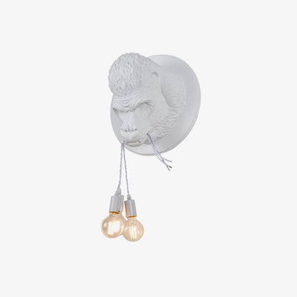 Gorilla Head Wall Sconce | Hyperrealistic Resin | Matte Grey or White