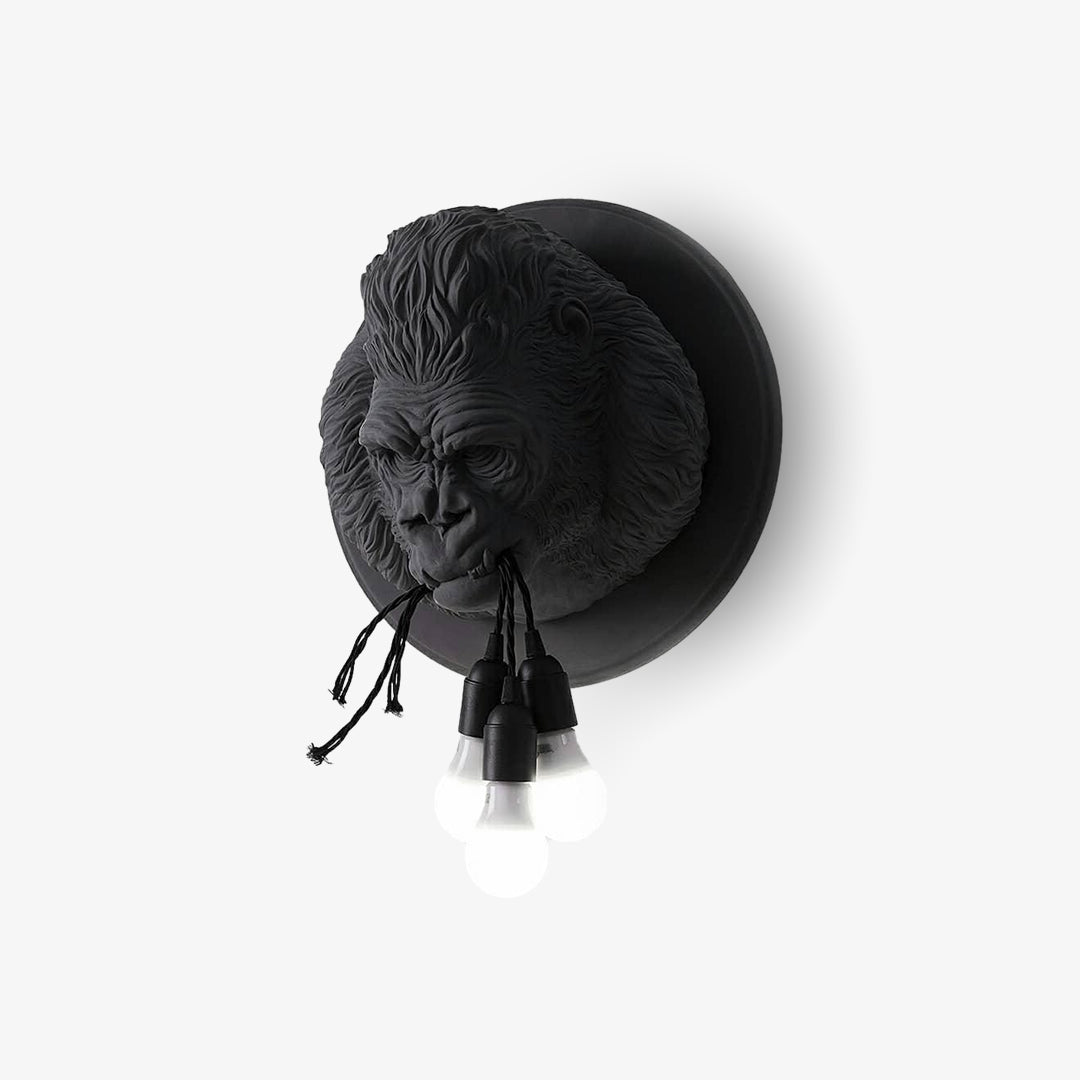 Gorilla Head Wall Sconce | Hyperrealistic Resin | Matte Grey or White
