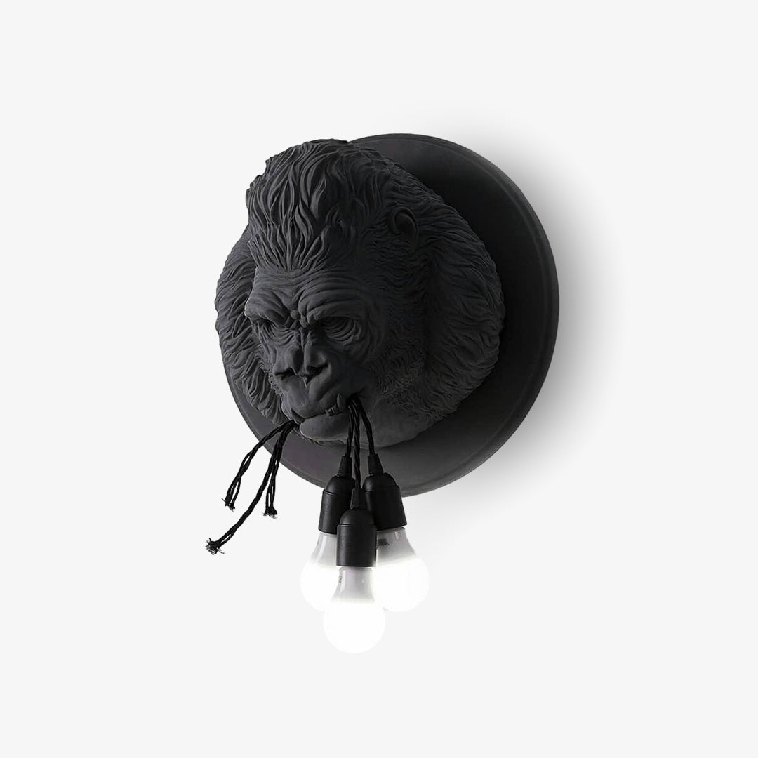 Gorilla Head Wall Sconce | Hyperrealistic Resin | Matte Grey or White