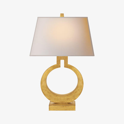Table Lamp | Metal & Fabric | Gold and White