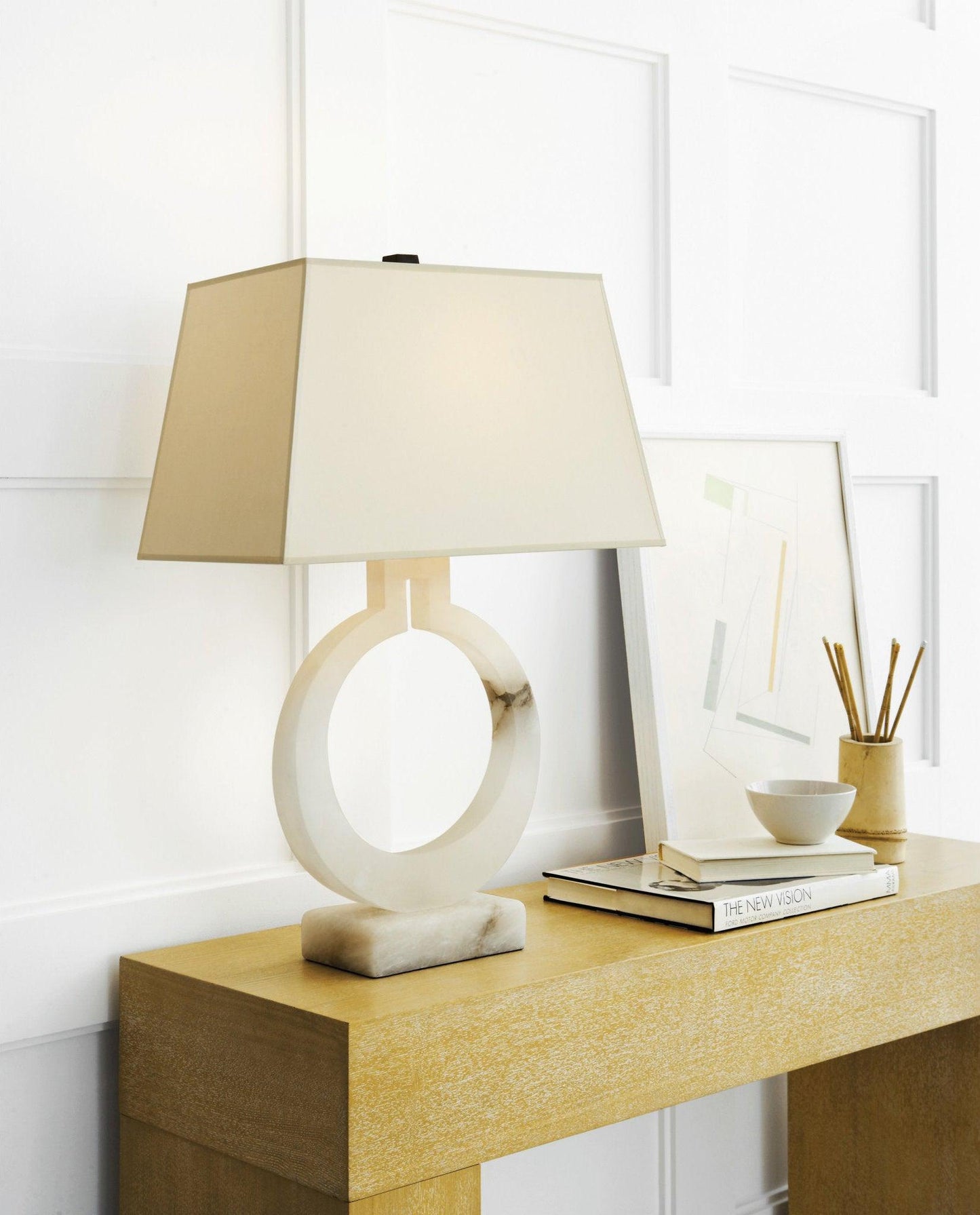 Table Lamp | Metal & Fabric | Gold and White