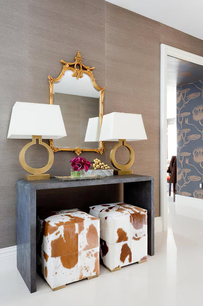 Table Lamp | Metal & Fabric | Gold and White