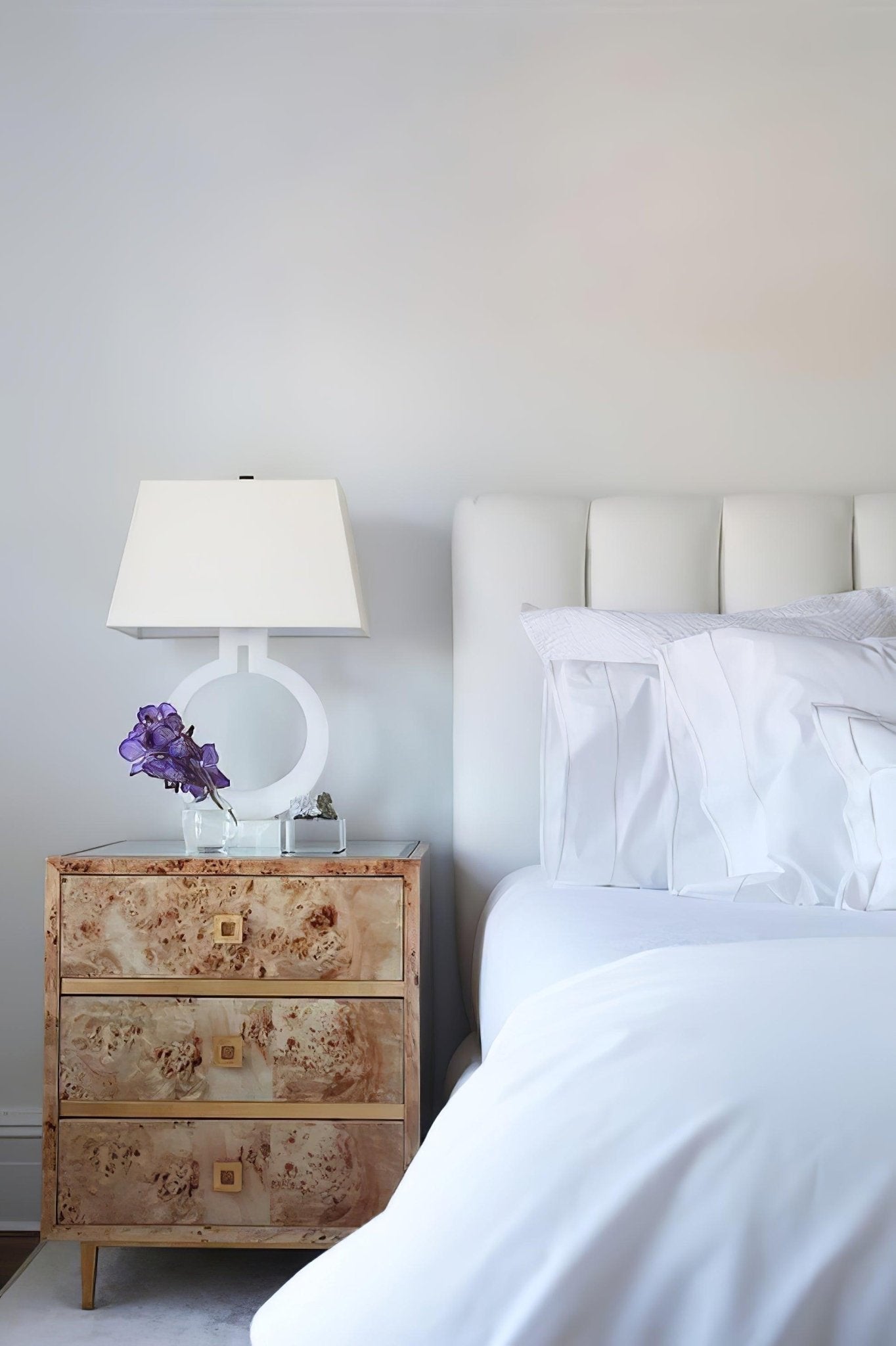 Table Lamp | Metal & Fabric | Gold and White
