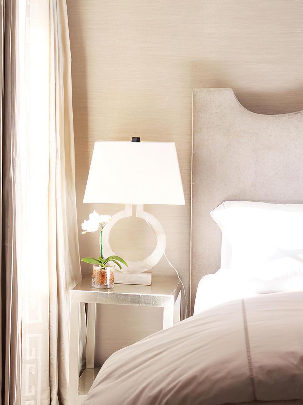 Table Lamp | Metal & Fabric | Gold and White