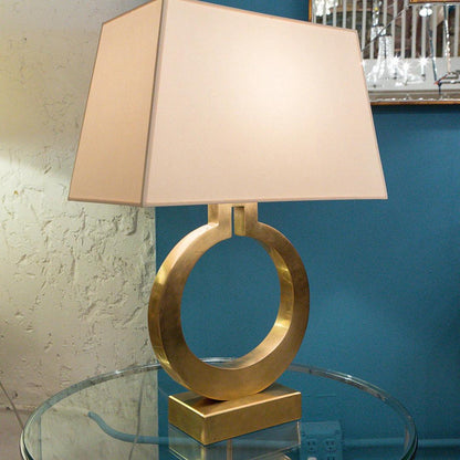 Table Lamp | Metal & Fabric | Gold and White