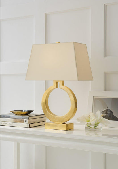 Table Lamp | Metal & Fabric | Gold and White