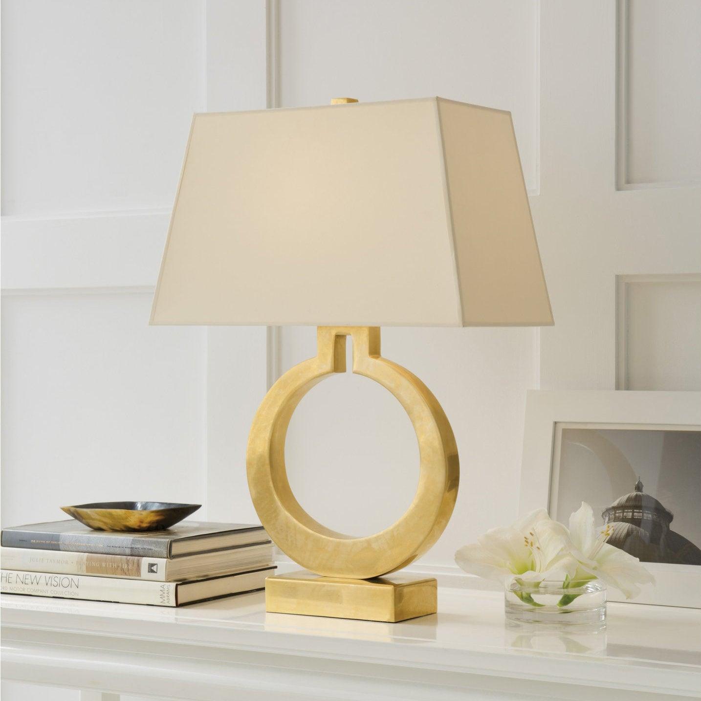 Table Lamp | Metal & Fabric | Gold and White
