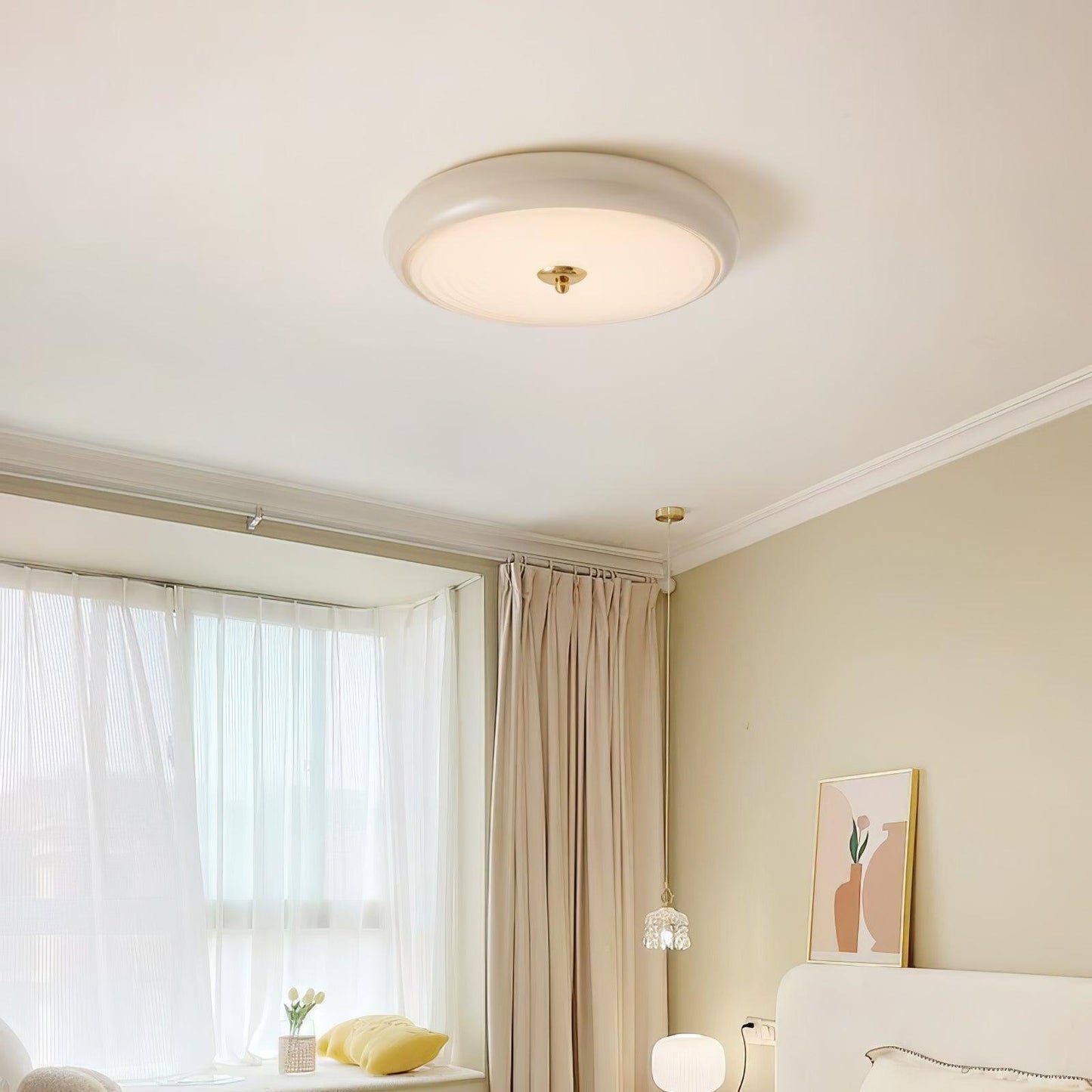 Ripple Cream Ceiling Lamp | Glass Shade | Multiple Sizes