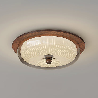 Rivao Ceiling Light | Walnut Wood & Glass | 52cm Diameter